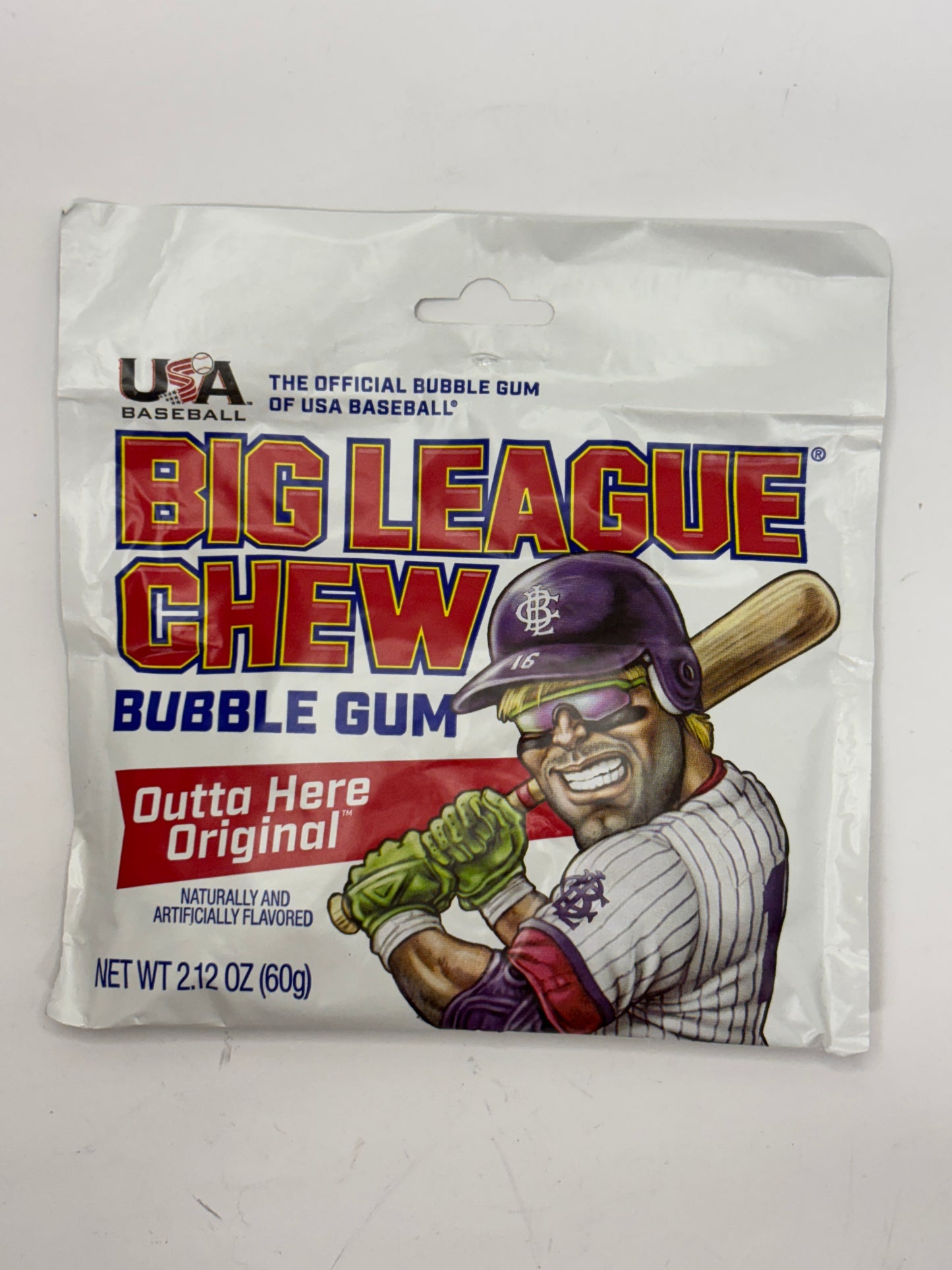 Big League Chew bubble gum Outta Here Original flavor pack with baseball player graphic