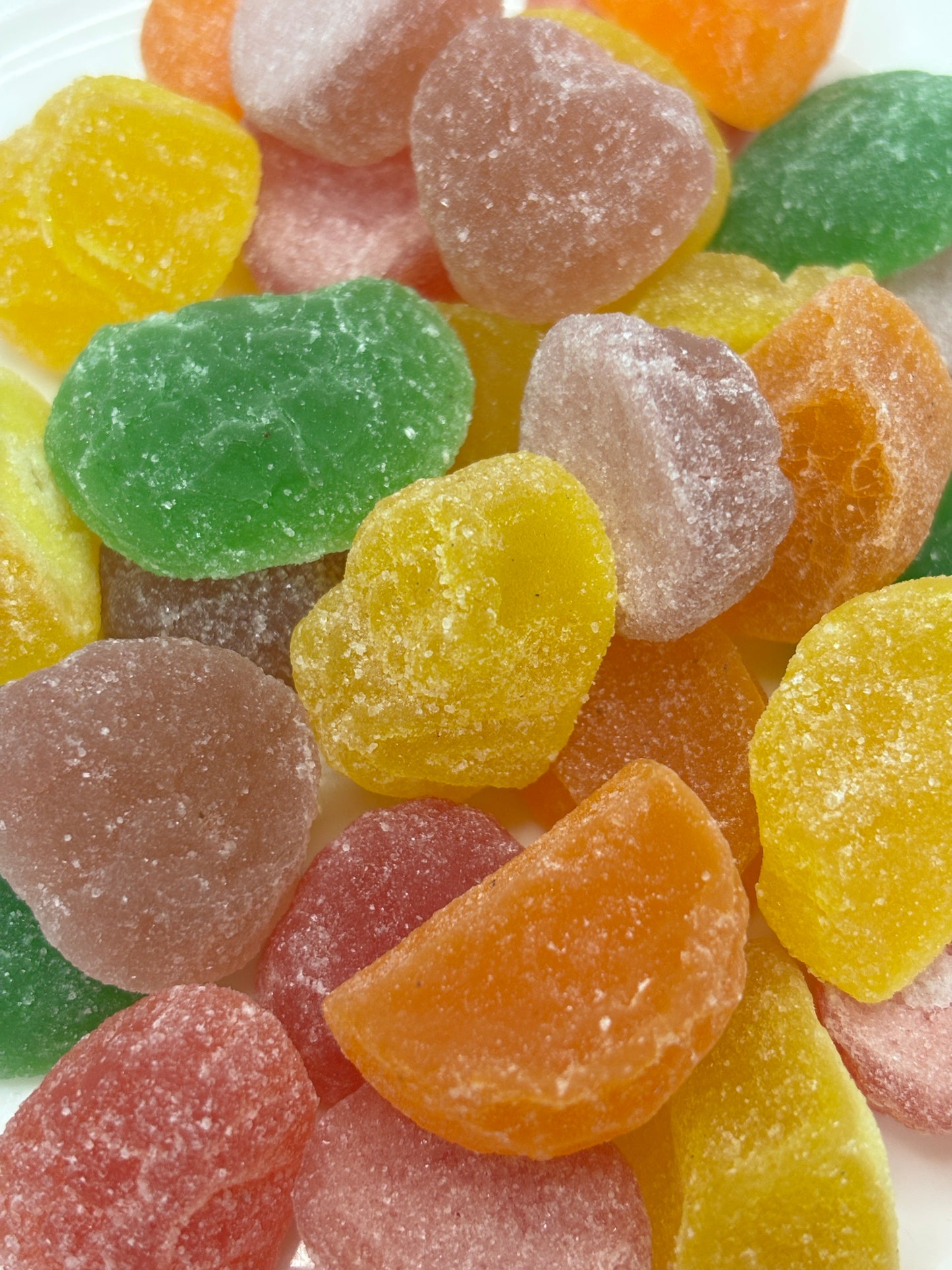 Select Sweets colorful fruit jellies candy in assorted fruit shapes and flavors coated with sugar