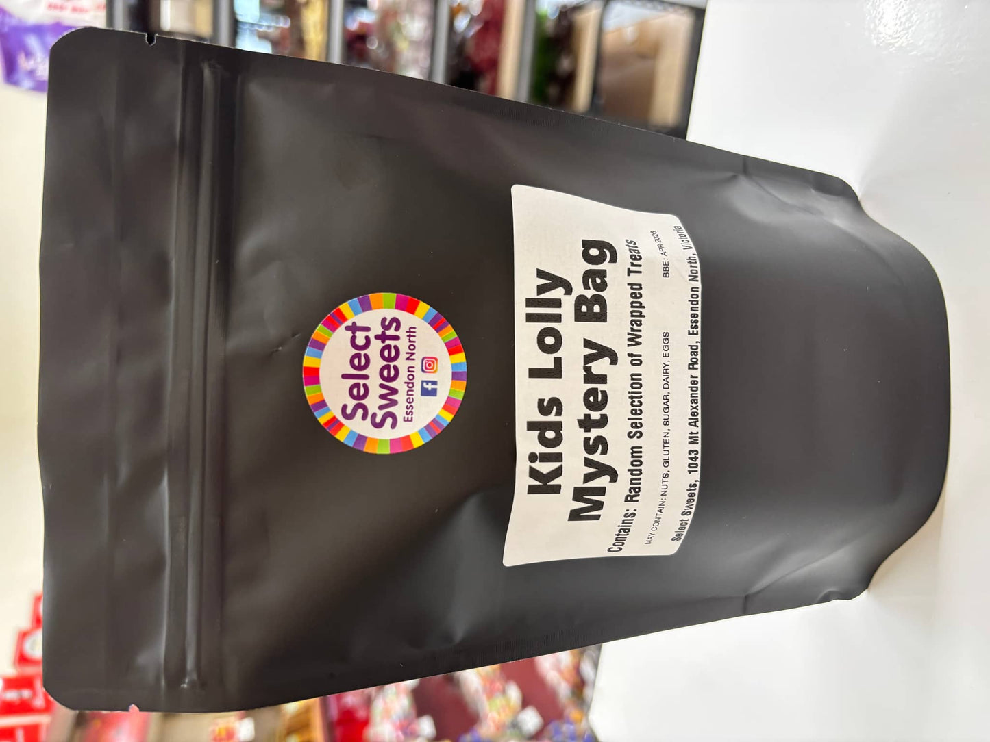 Select Sweets Kids Lolly Mystery Bag featuring a variety of wrapped treats for children