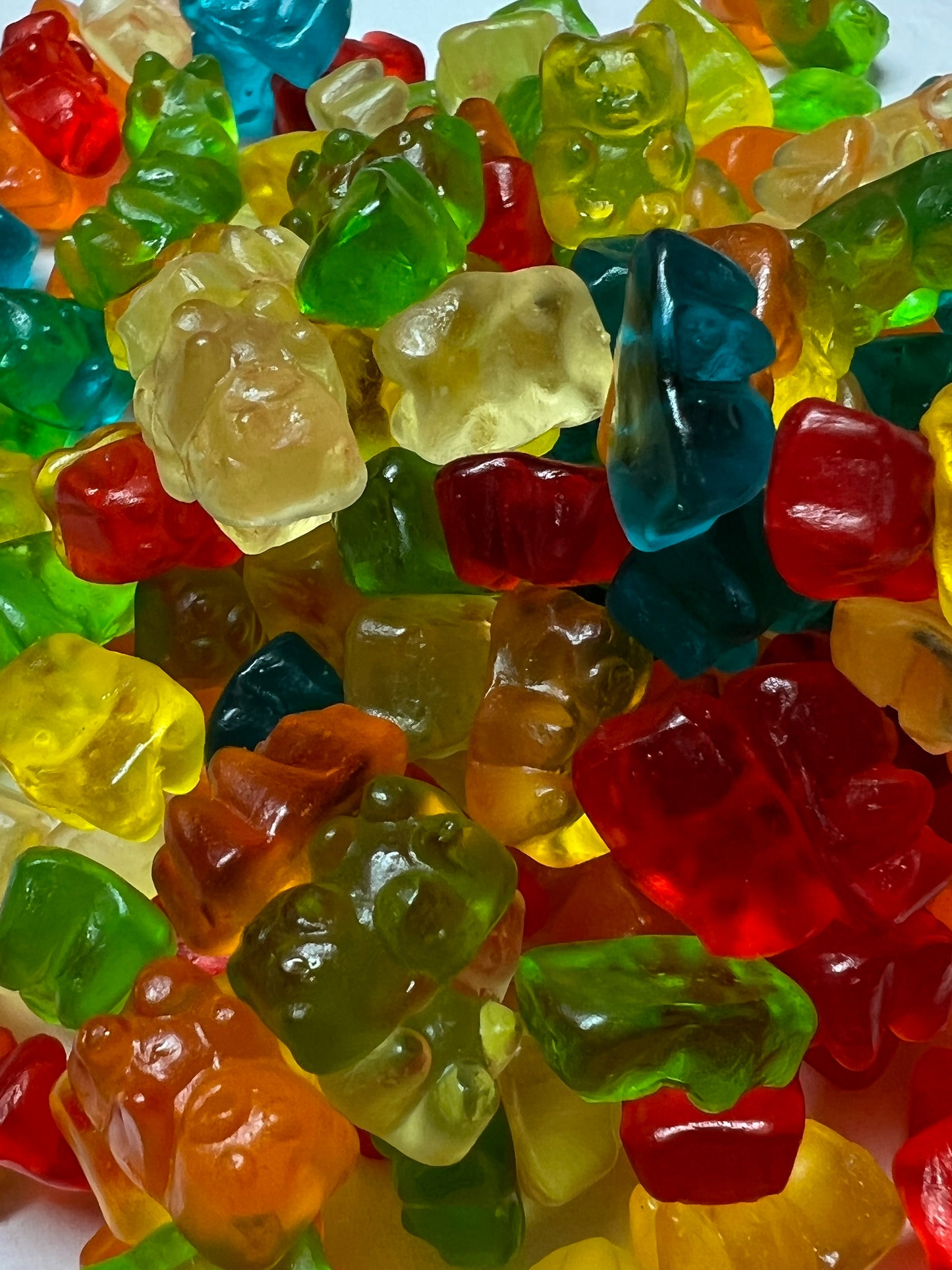 SelectSweets assorted fruit gummy candy in various colors and bear shapes close-up