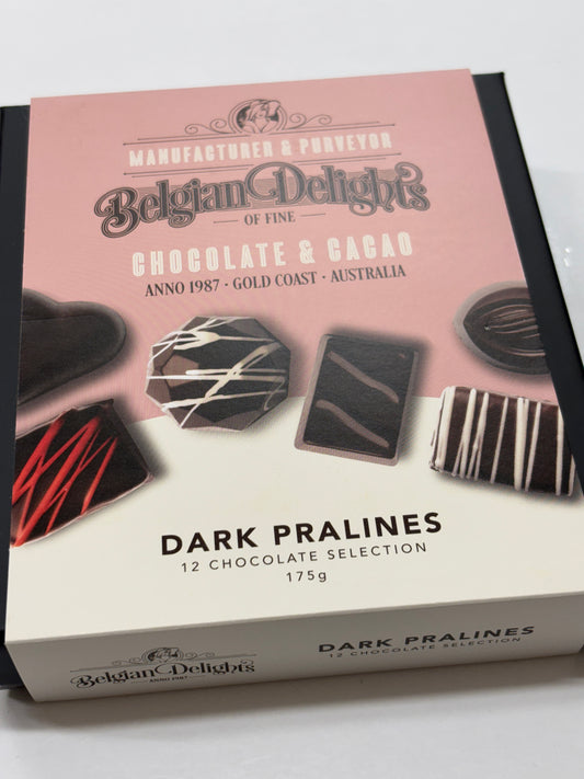 Select Sweets Belgian Delights dark pralines 12 chocolate selection box with assorted decorated chocolates