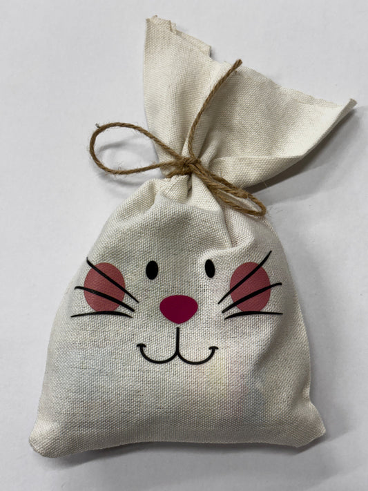Select Sweets bunny candy gift bag with cute rabbit face design and tied string closure