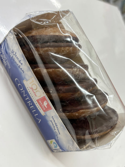 Select Sweets Lebkuchen with dark chocolate packaged in a clear box for festive treats