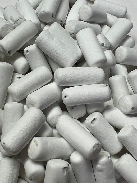 Dutch licorice school chalk candy in white, soft and chewy texture for a unique sweet treat