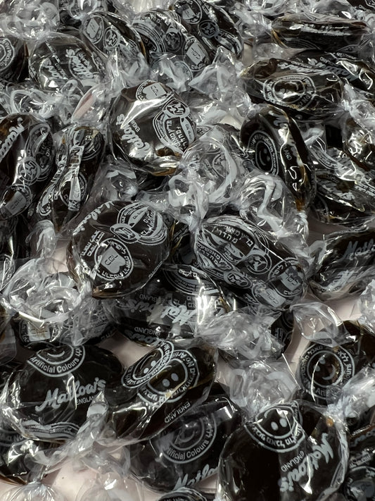 SelectSweets1 English crystal licorice candy individually wrapped in clear black and white packaging