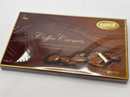 Eskal Coffee Cremes premium dark vegan coffee chocolates with gluten free and fondant centers