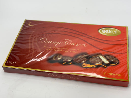 Select Sweets vegan orange creams in a red box with premium dark chocolate and gluten free label