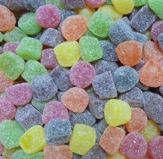 SelectSweets colorful hard jubes candy pieces coated with sugar in various flavors
