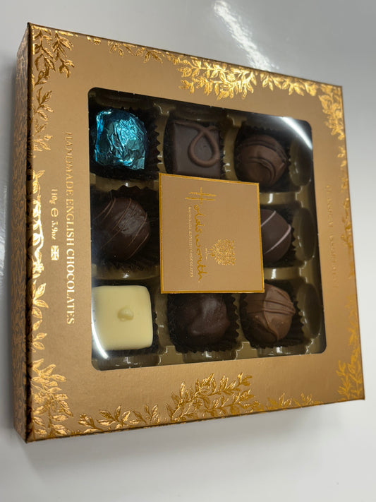 Holdsworths Classical Assortment chocolates in elegant gold box with assorted handcrafted confectionery