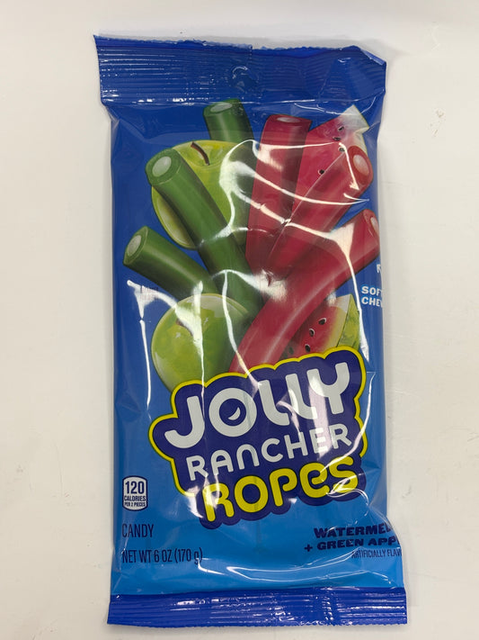 Select Sweets Jolly Rancher Ropes candy watermelon and green apple flavored in blue packaging