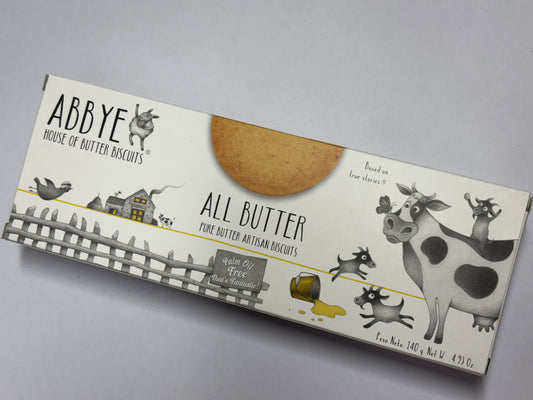 Select Sweets All Butter Artisan Biscuits packaged in a decorative box with cow illustrations