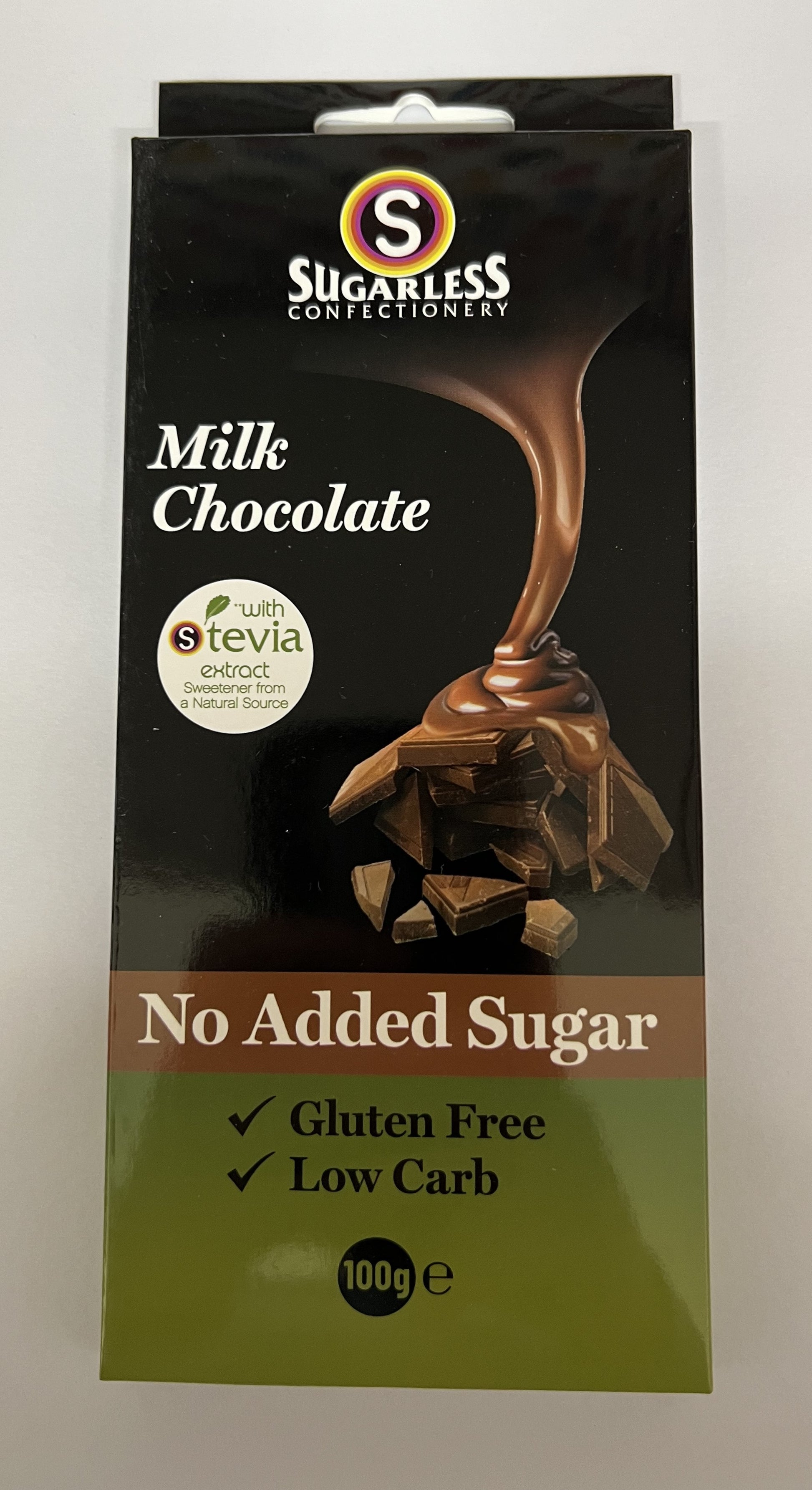 Select Sweets no sugar added milk chocolate bar with stevia extract gluten free low carb