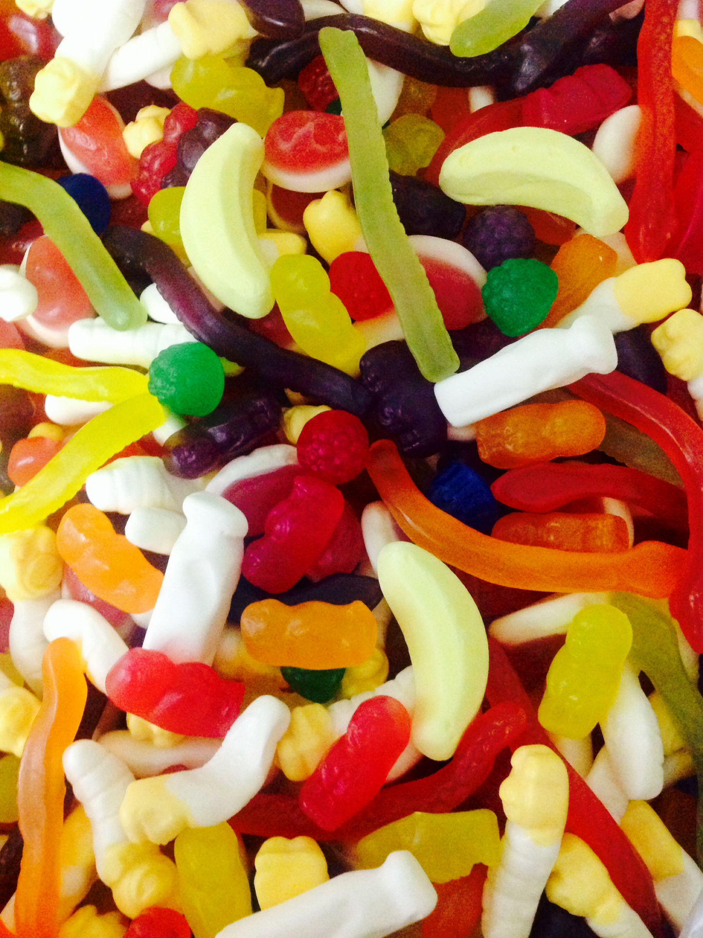 Colorful assortment of Select Sweets party mix candy with gummy shapes and fruity flavors