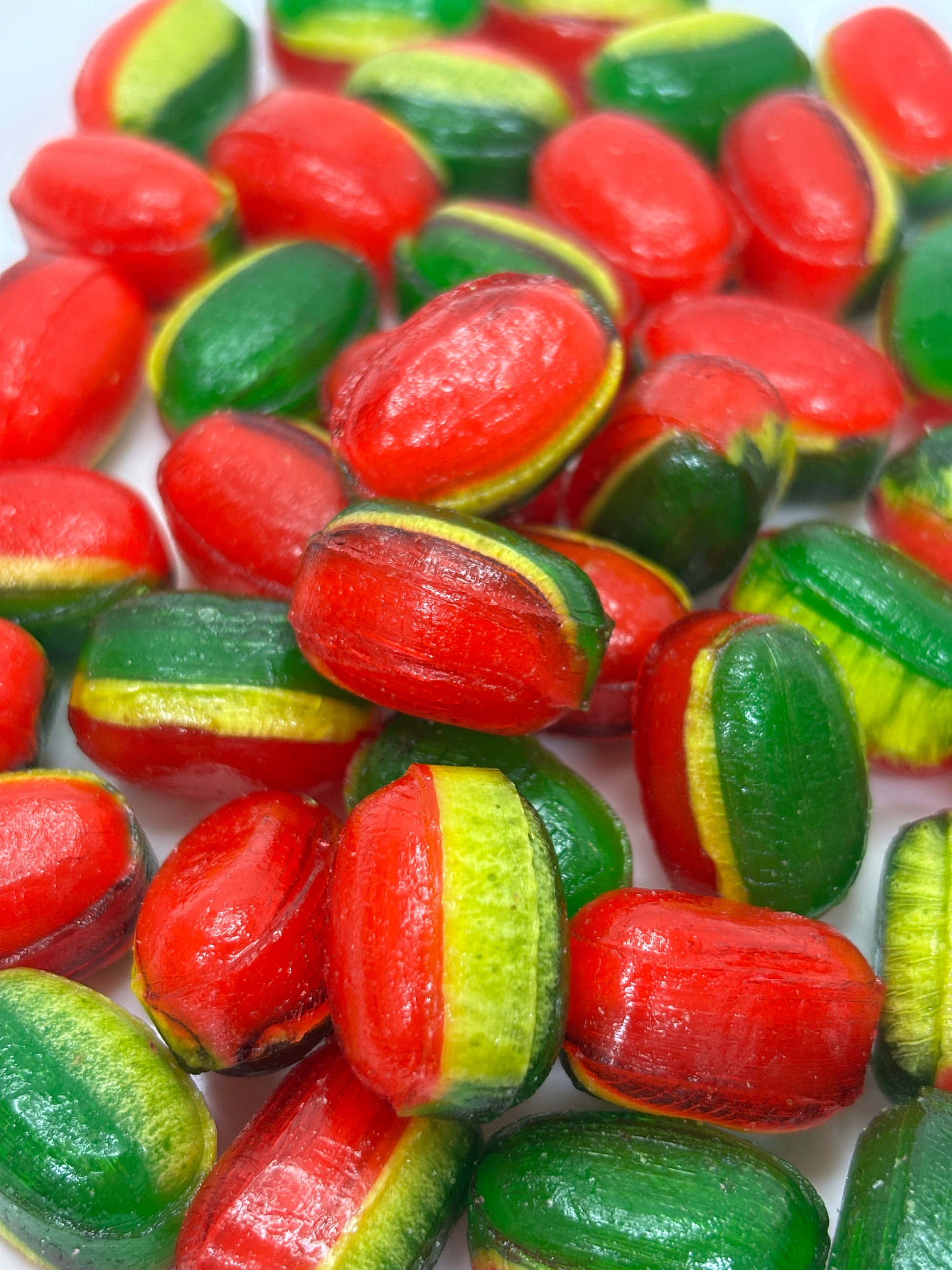 Select Sweets rosy apple candy bites with red, green, and yellow striped hard candy pieces