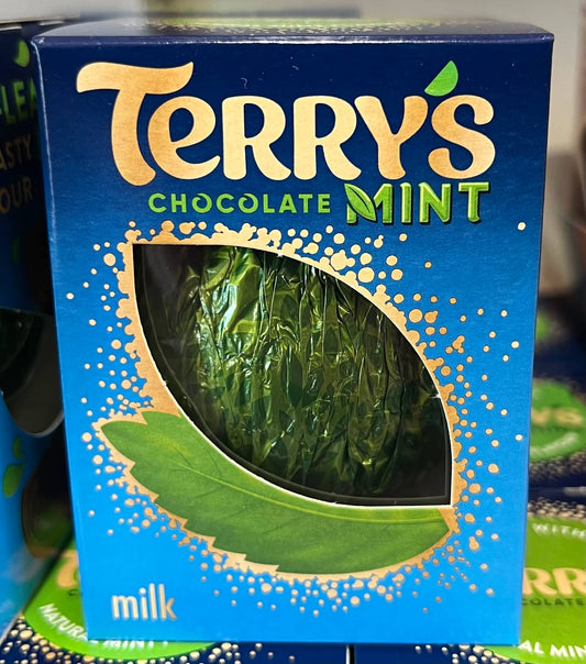 Terry's Chocolate Mint Milk Chocolate Box with Green Foil Wrapping for a Refreshing Treat