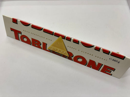 Select Sweets White Chocolate Toblerone Bar with Honey and Almond Nougat in 360g Packaging