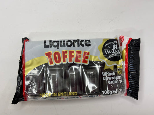 Select Sweets liquorice toffee slab in clear and black packaging made in England 100g