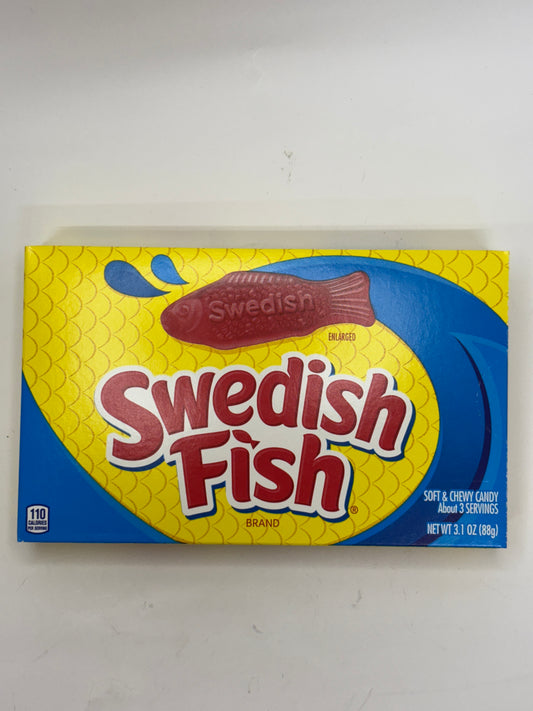 Select Sweets Swedish Fish candy box with yellow and blue packaging showing red fish candy graphic